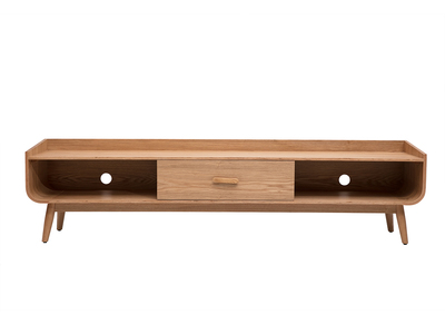 Mobile TV scandinavo in legno chiaro frassino L200 cm HALLEN
