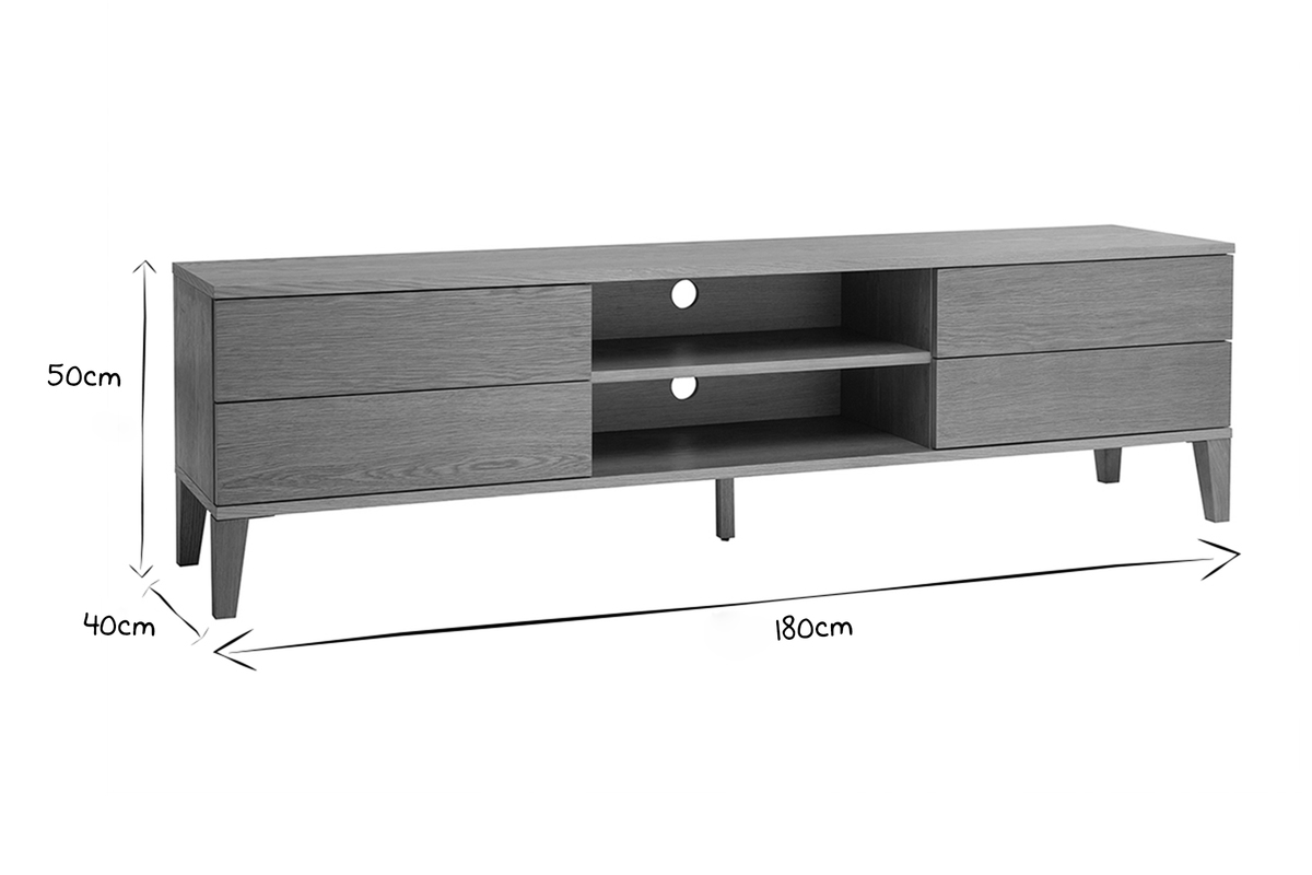 Mobile TV scandinavo legno chiaro L180 cm FREDDY