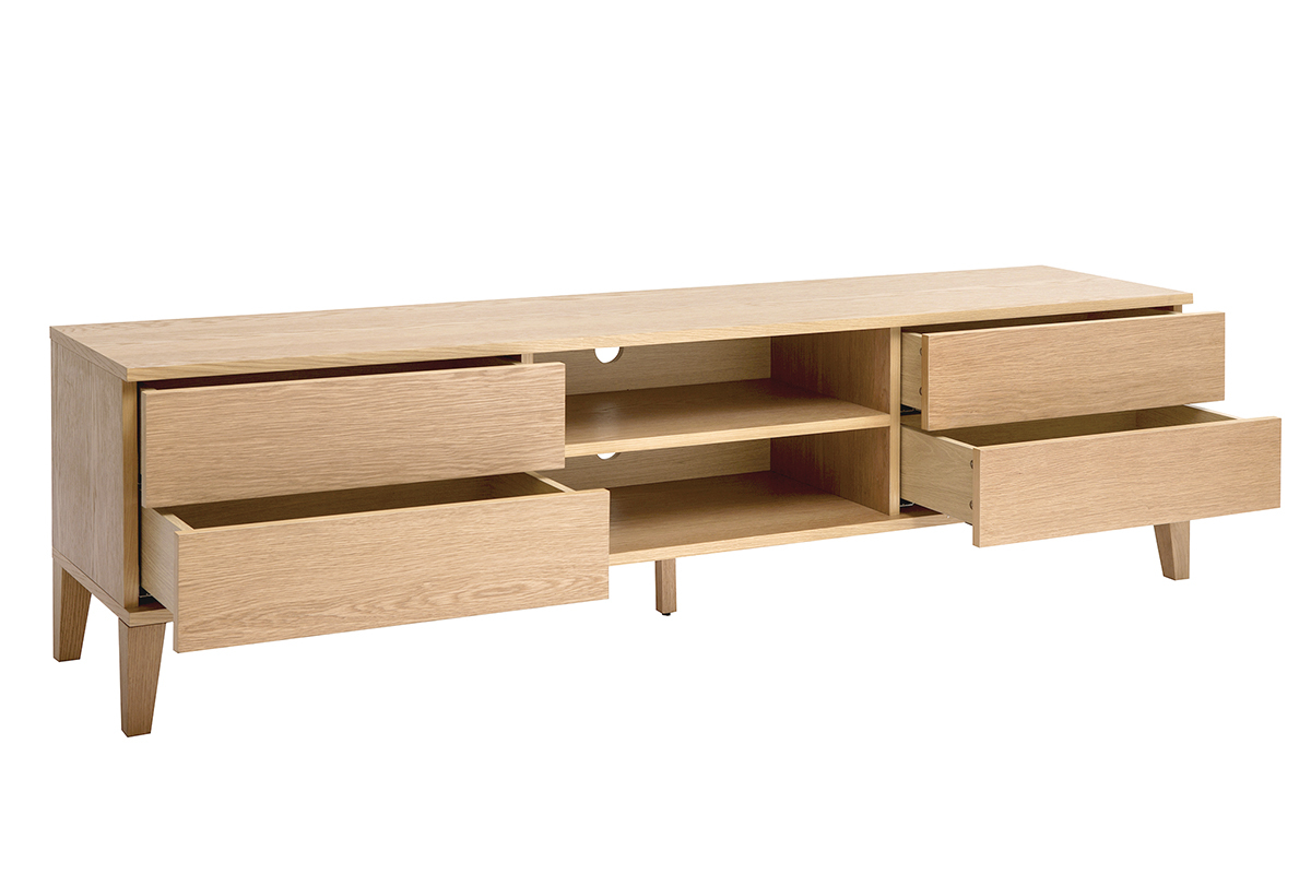 Mobile TV scandinavo legno chiaro L180 cm FREDDY