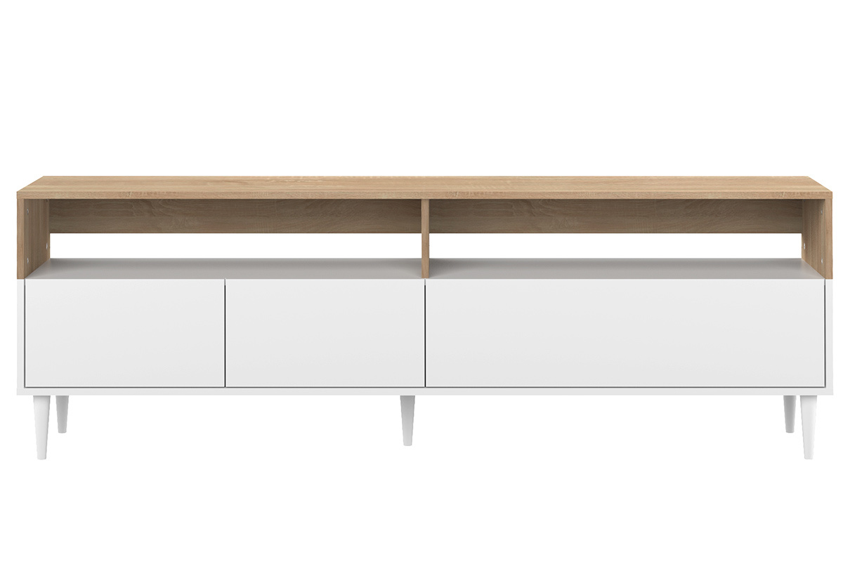 Mobile TV scandinavo legno e bianco STRIPE