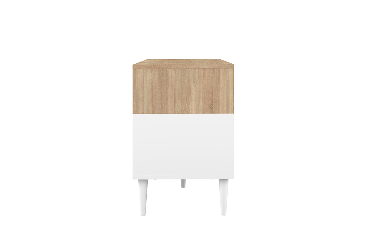Mobile TV scandinavo legno e bianco STRIPE