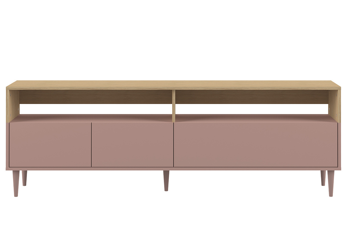 Mobile TV scandinavo legno e rosa STRIPE