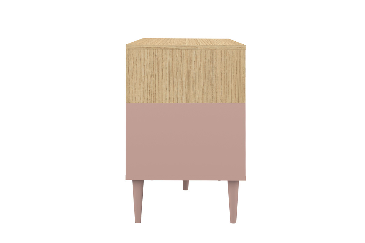 Mobile TV scandinavo legno e rosa STRIPE