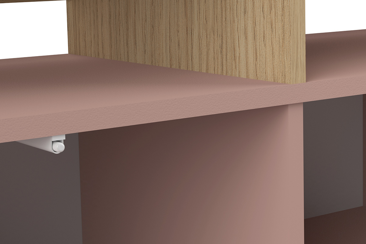 Mobile TV scandinavo legno e rosa STRIPE