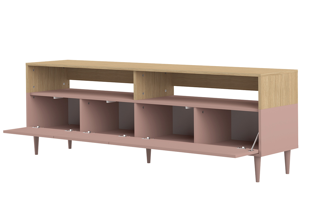 Mobile TV scandinavo legno e rosa STRIPE