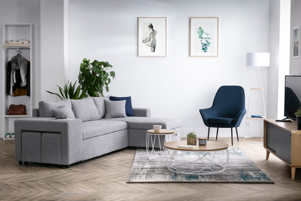 Mobile TV scandinavo quercia chiaro e grigio 140cm COPENHAGUE