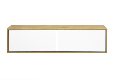 Mobile TV sospeso finitura bianca e legno chiaro quercia L120 cm FLEXO