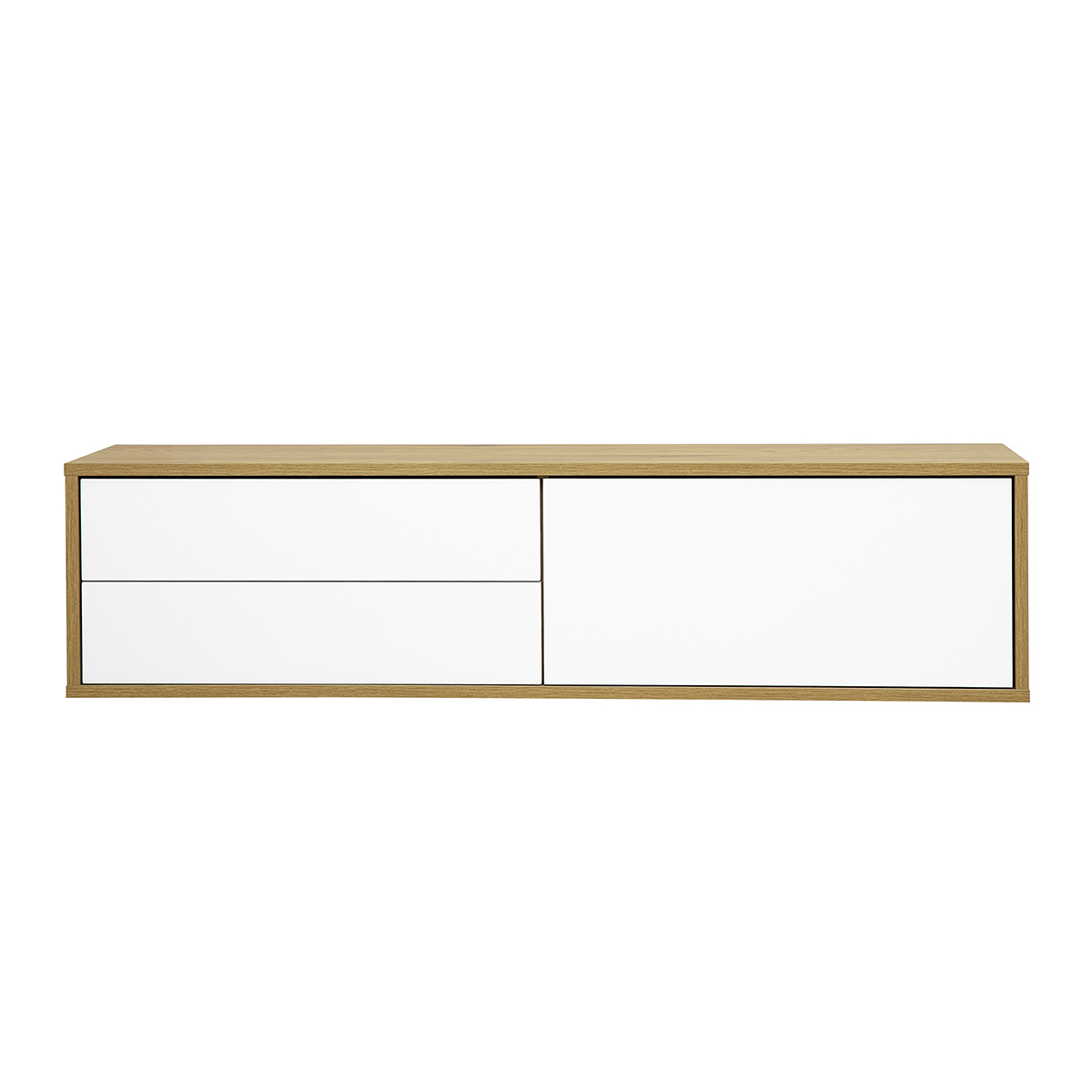 Mobile TV sospeso finitura bianca e legno chiaro rovere L120 cm FLEXO