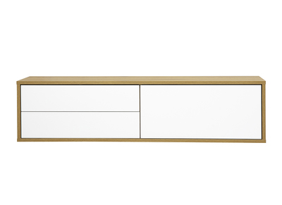 Mobile TV sospeso finitura bianca e legno chiaro rovere L120 cm FLEXO