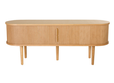 Mobile TV vintage in legno chiaro effetto quercia con contenitori 2 porte scorrevoli L138 cm EPIC
