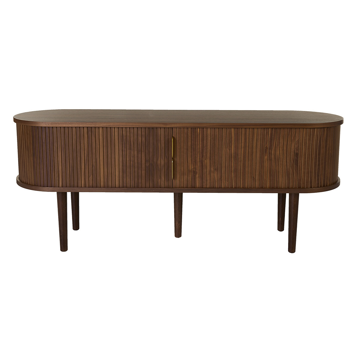 Mobile TV vintage in legno scuro noce con contenitori 2 porte scorrevoli L138 cm EPIC
