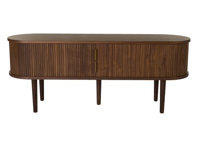 Mobile TV vintage in legno scuro noce con contenitori 2 porte scorrevoli L138 cm EPIC