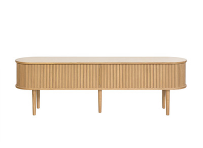 Mobile TV vintage legno chiaro rovere con ripiani 2 ante scorrevoli L180 cm EPIC