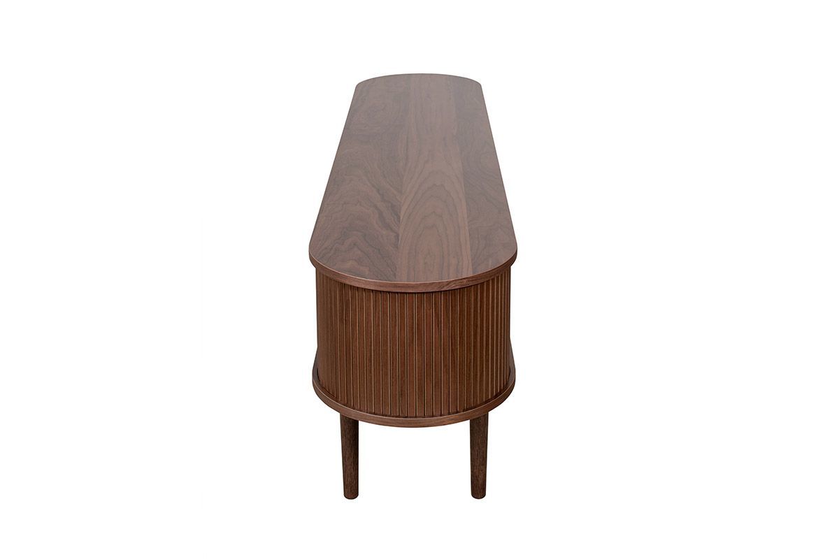 Mobile TV vintage legno scuro noce con ripiani 2 ante scorrevoli L180 cm EPIC