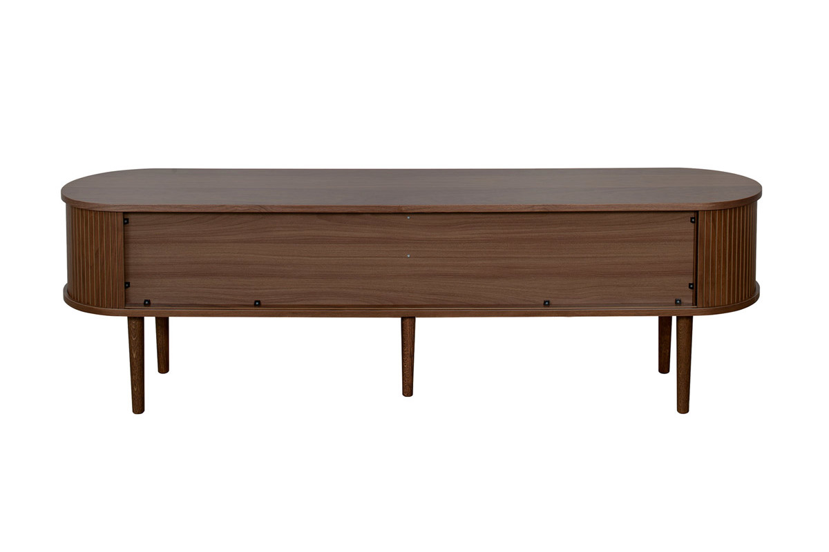 Mobile TV vintage legno scuro noce con ripiani 2 ante scorrevoli L180 cm EPIC