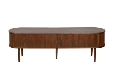 Mobile TV vintage legno scuro noce con ripiani 2 ante scorrevoli L180 cm EPIC