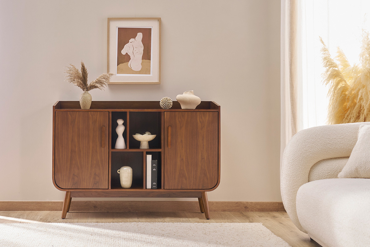 Mobiletto buffet vintage in legno noce HALLEN