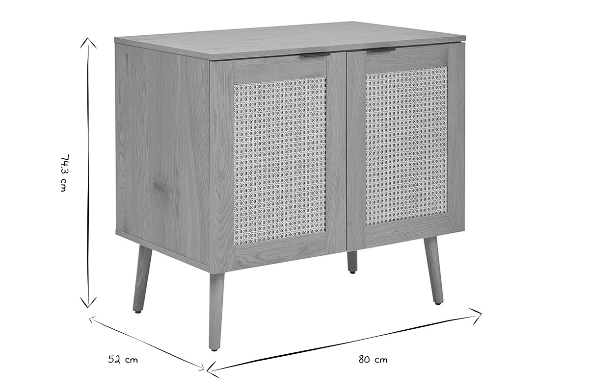 Dimensioni del mobile da bagno MANILLE in bianco e nero: 80 cm di larghezza, 52 cm di profondit�, 74,3 cm di altezza.