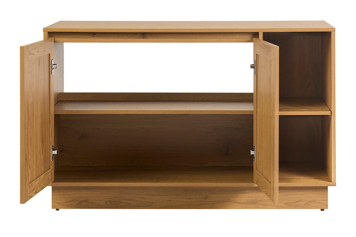 Mobiletto da bagno finitura legno chiaro rovere e intreccio in rattan L120 cm ALICANTE