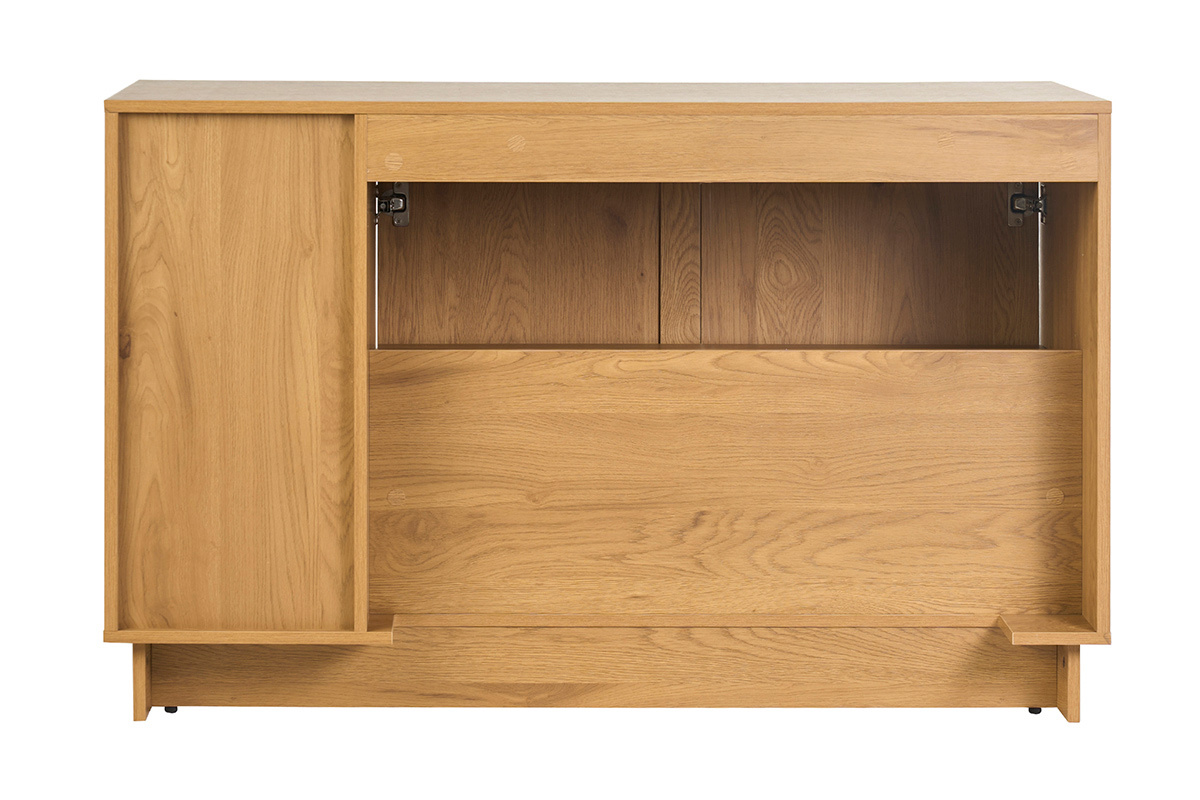 Mobiletto da bagno finitura legno chiaro rovere e intreccio in rattan L120 cm ALICANTE