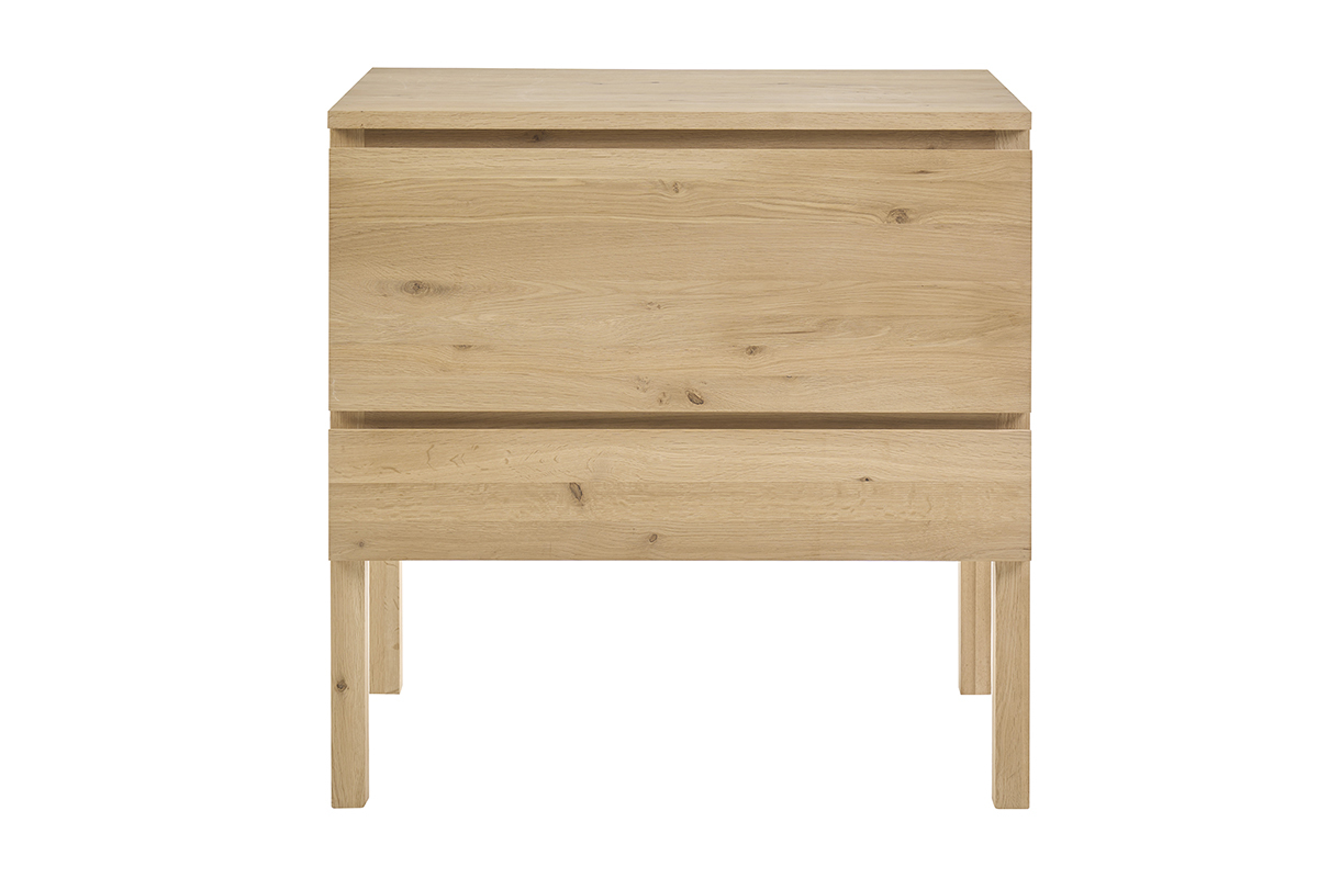 Mobile da bagno in legno massello di quercia JOSHUA vista frontale con due cassetti