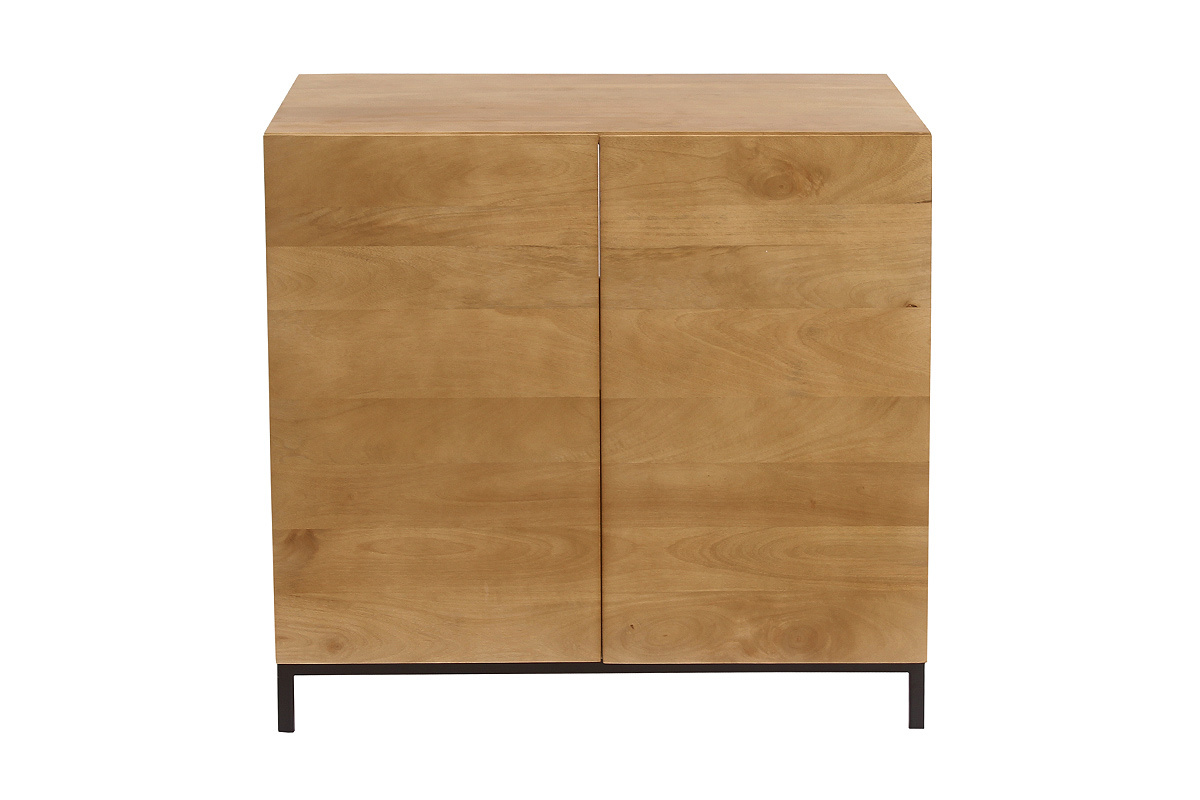 Mobile da bagno in legno massello di mango L80 cm, frontale e piano in legno, gambe in metallo.