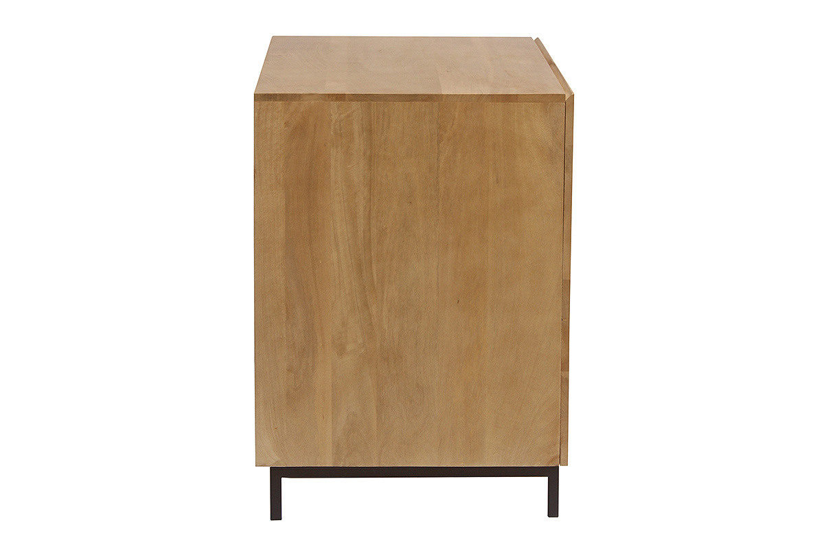 Mobile da bagno in legno massello di mango, vista di profilo, design moderno e funzionale.