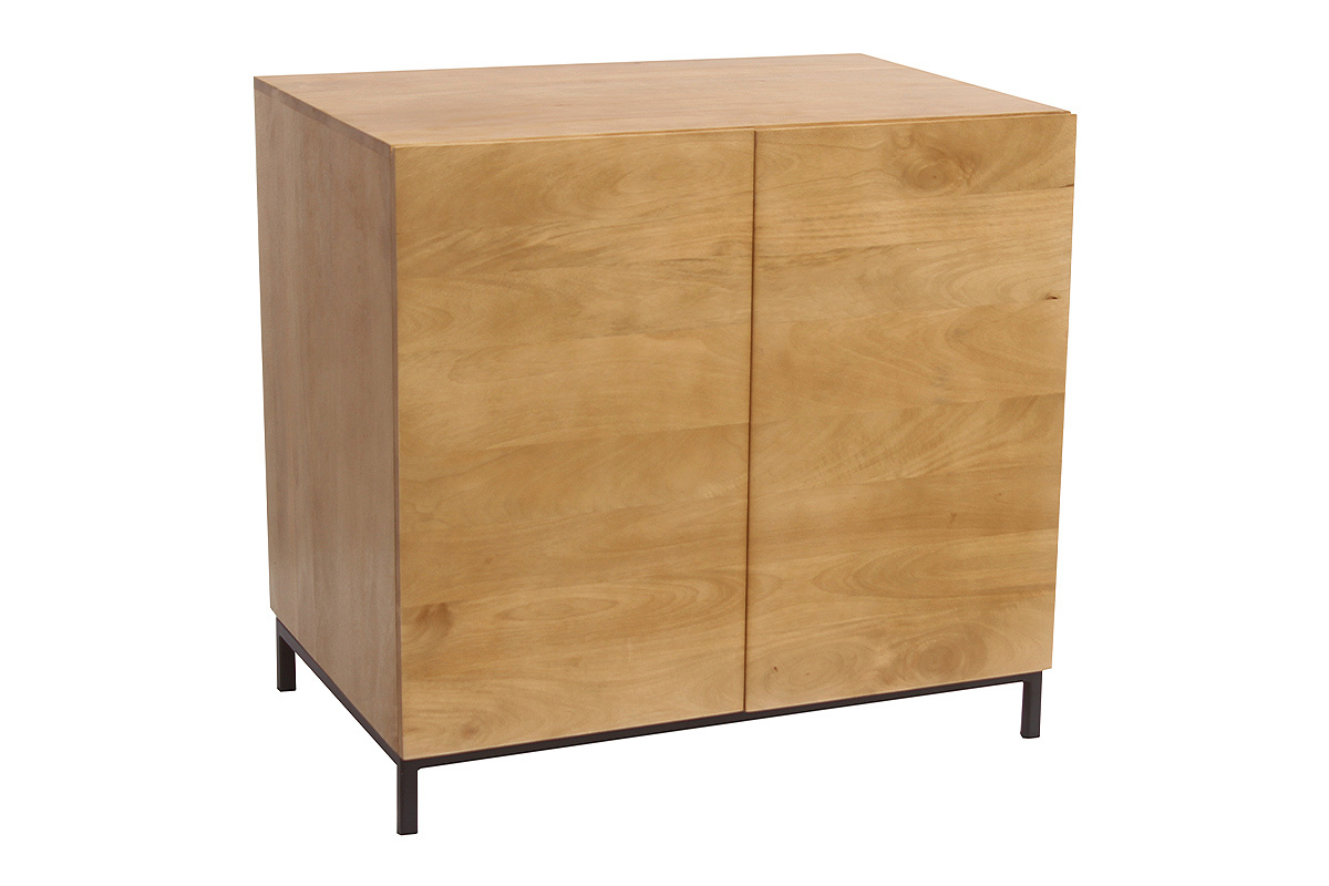 Mobile da bagno in legno massello di mango, vista a 3/4, dimensioni L80 x P55 x H76 cm.