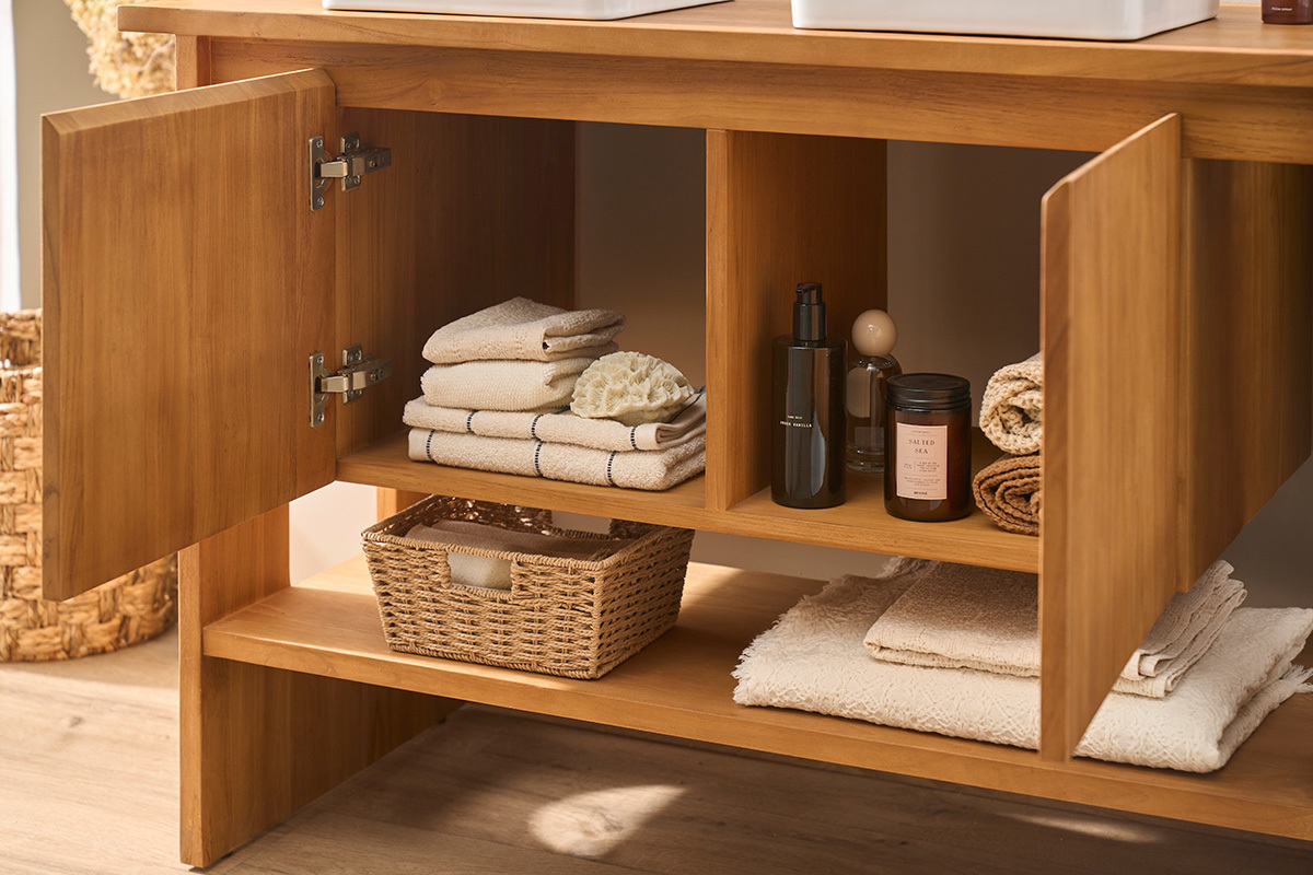 Mobiletto da bagno in legno massiccio di teak L120 cm ALBE