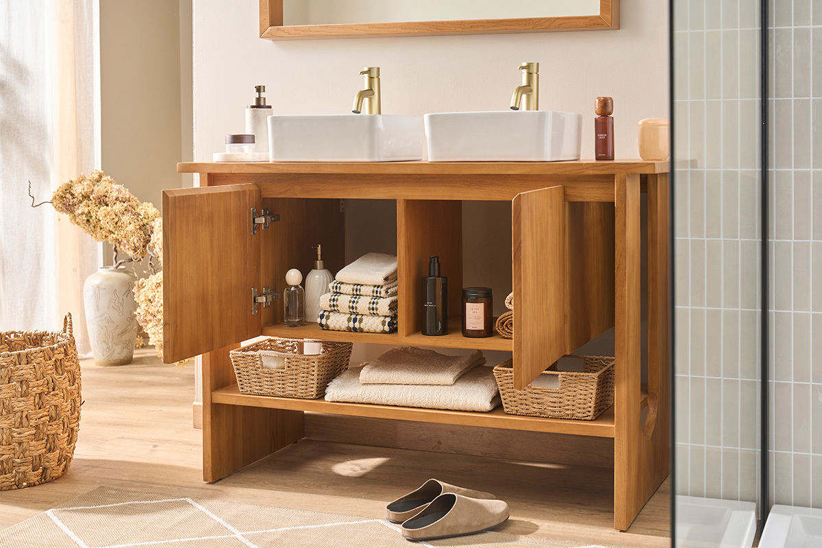 Mobiletto da bagno in legno massiccio di teak L120 cm ALBE