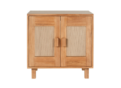 Mobiletto da bagno in legno teak massello e corda intrecciata L80 cm MOSSA