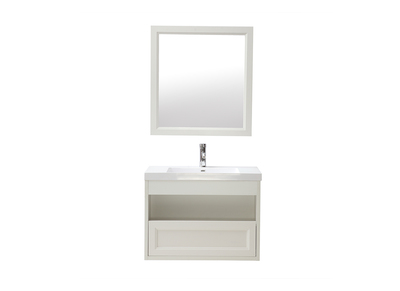 Mobiletto da bagno, sospeso, con vasca, specchio e spazio per riporre i propri oggetti, colore: Bianco, modello: RIVER - Mobiletto da bagno, sospeso, con vasca, specchio e spazio per riporre i propri oggetti, colore: Bianco, modello: RIVER