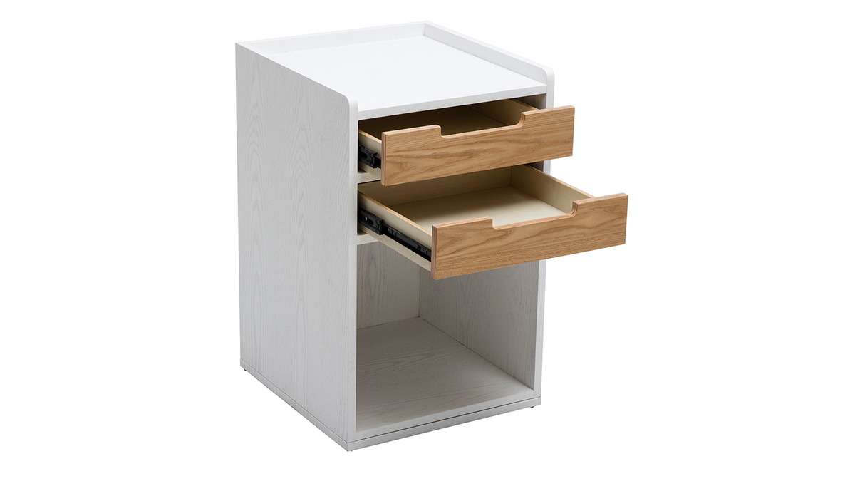 Mobiletto da scrivania scandinavo bianco e legno OPUS