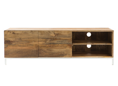 Mobiletto TV design in legno di mango e metallo bianco 145 cm BOHO