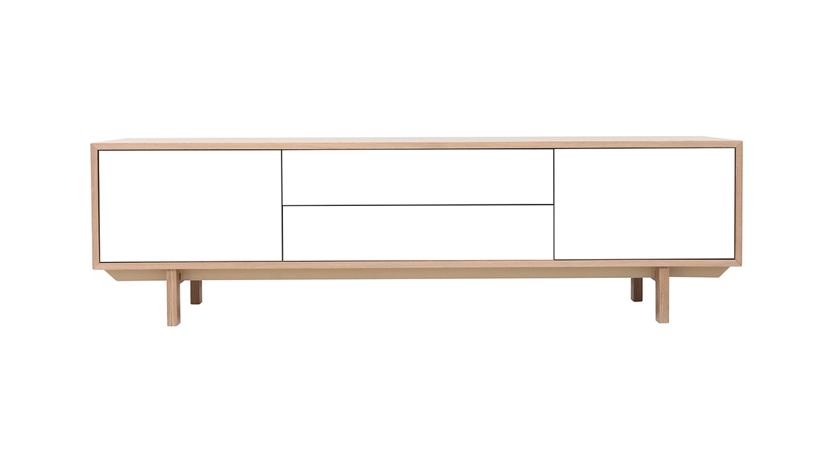 Mobiletto TV scandinavo in legno e bianco 180 cm SID