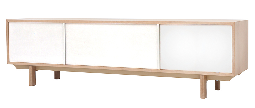 Mobiletto TV scandinavo in legno e bianco 180 cm SID