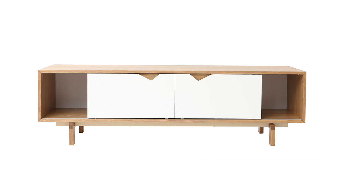 mobiletto TV scandinavo modulabile Bianco e Quercia ACOUSTIC