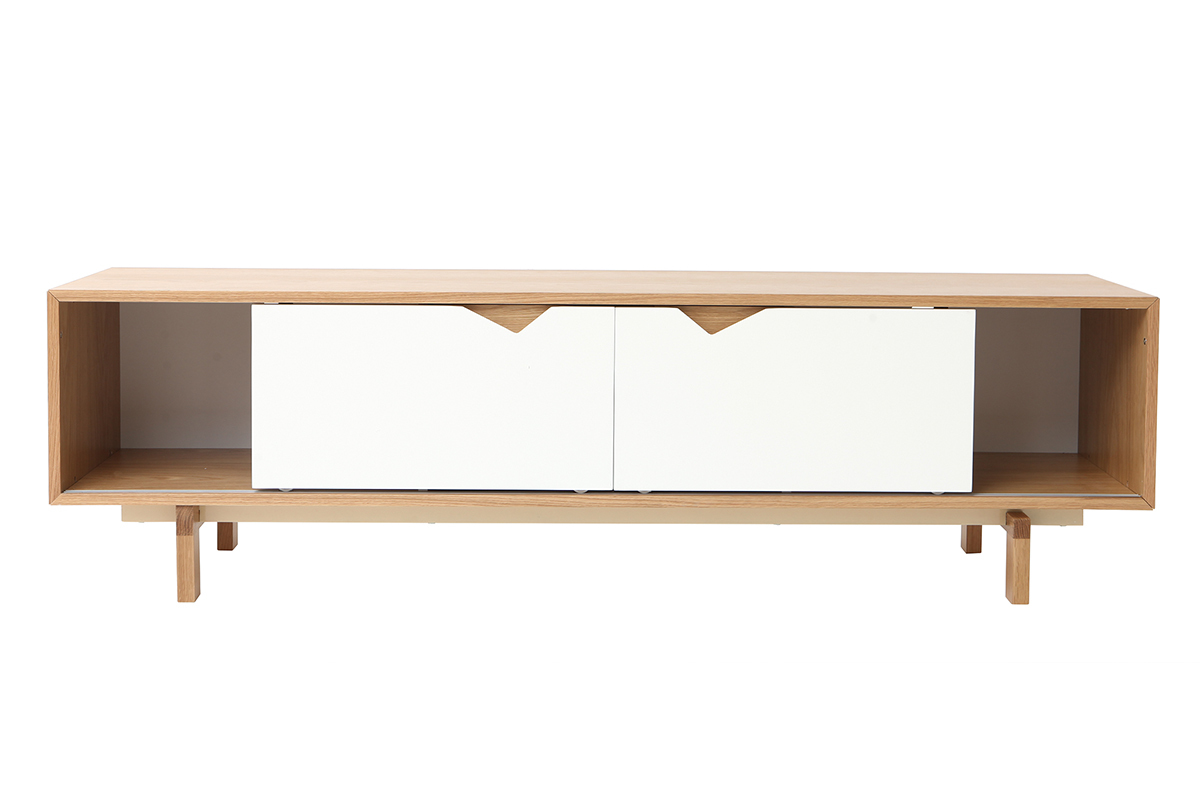 mobiletto TV scandinavo modulabile Bianco e Quercia ACOUSTIC