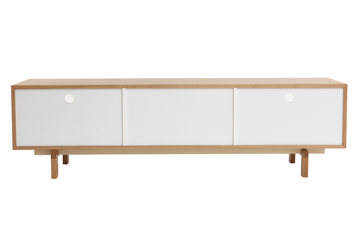 mobiletto TV scandinavo modulabile Bianco e Quercia ACOUSTIC