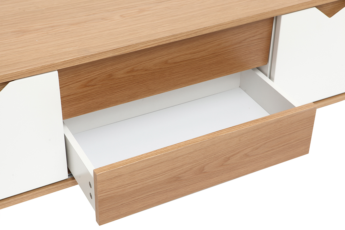 mobiletto TV scandinavo modulabile Bianco e Quercia ACOUSTIC