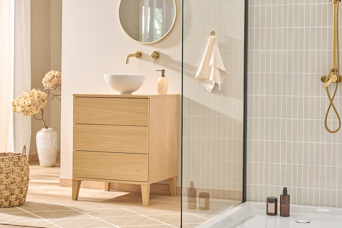 Mobili per bagno finitura legno rovere L60 cm FREDDY