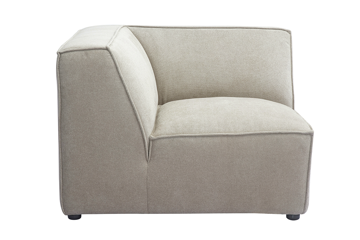 Modulo angolare centrale per divano in tessuto ciniglia testurato beige SPLIT