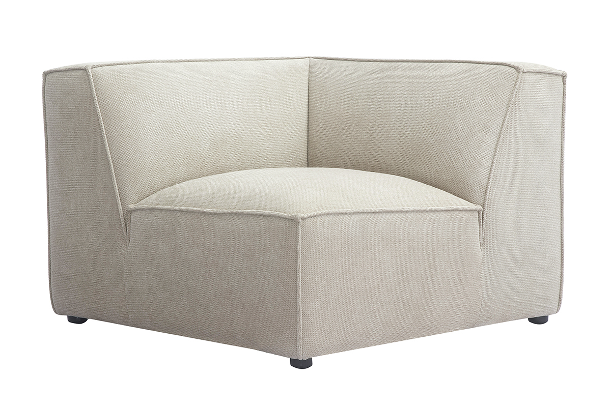 Modulo angolare centrale per divano in tessuto ciniglia testurato beige SPLIT