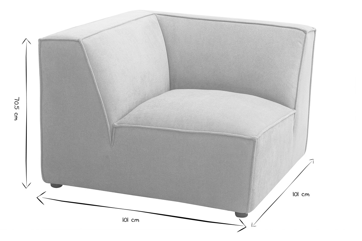Modulo angolare centrale per divano in tessuto effetto velluto testurato beige SPLIT