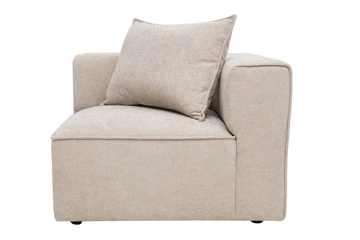 Modulo angolare destro per divano in tessuto effetto velluto testurizzato beige KERRY