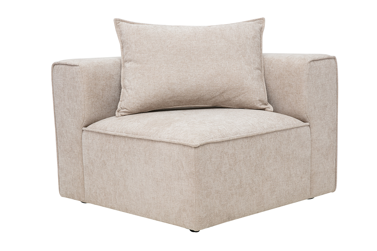 Modulo angolare destro per divano in tessuto effetto velluto testurizzato beige KERRY