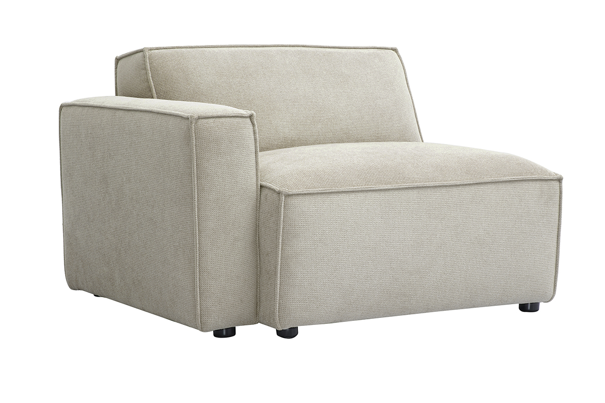 Modulo angolare sinistro per divano in tessuto ciniglia beige SPLIT