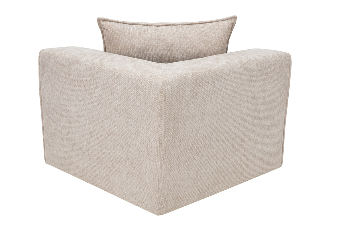 Modulo angolare sinistro KERRY in tessuto effetto velluto testurizzato beige, vista tre quarti posteriore.