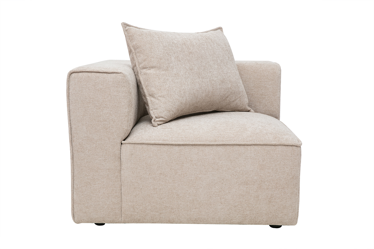 Modulo angolare sinistro per divano in tessuto effetto velluto testurizzato beige KERRY