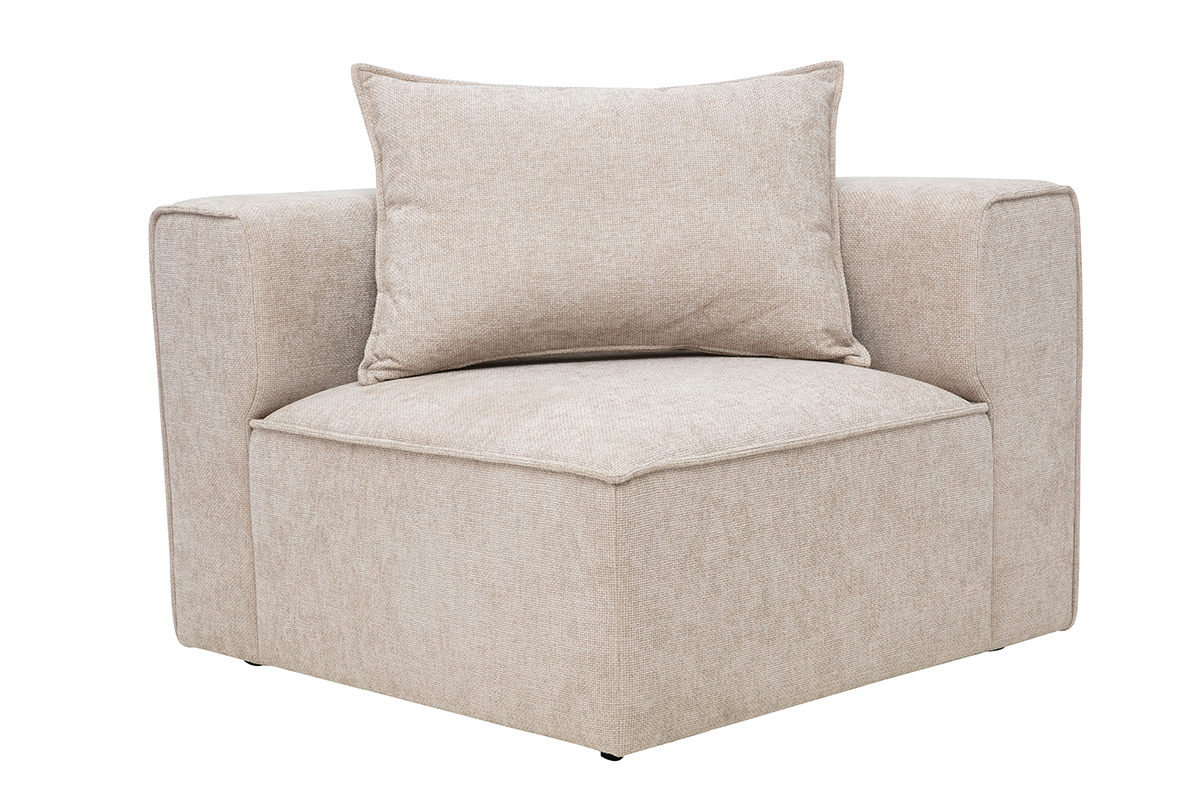 Modulo angolare sinistro per divano in tessuto effetto velluto testurizzato beige KERRY
